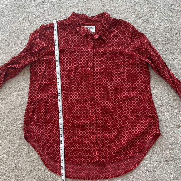 Anthropologie Holding Horses Red Geometric Print Button Up Top Size 8 Flowy - Picture 6 of 6